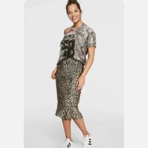 Victorias Secret PINK Knit Riot Satin Midi Slip Skirt